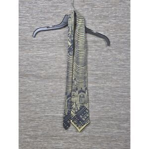 Resilio Tie Mens Yellow Blue Geometric Cityscape Classic Necktie One Size